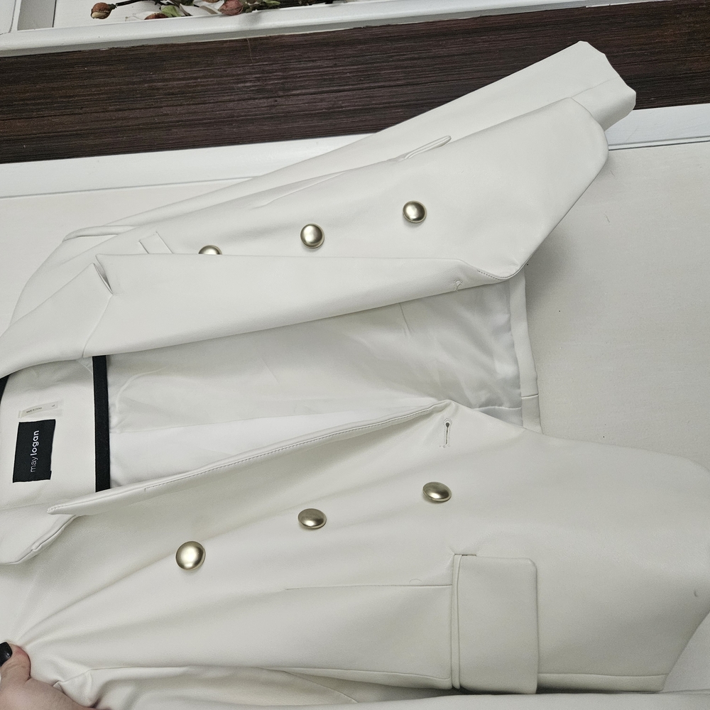 Womens White Pleather Blazer